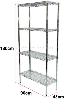 340002 - CHROMED WAVE RACK 180H x 90L x 45Dcm (4-038)