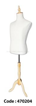 470204 - MALE TORSO LINEN with WOODEN TRIPOD