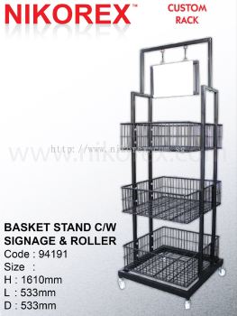 94191-1610HX533LX533MMD BASKETSTAND C/W SIGNAGE & ROLLER