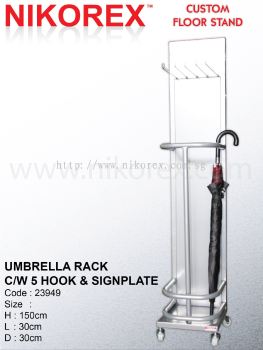 23949 - UMBRELLA RACK C/W 5 HOOK & SIGNPLATE