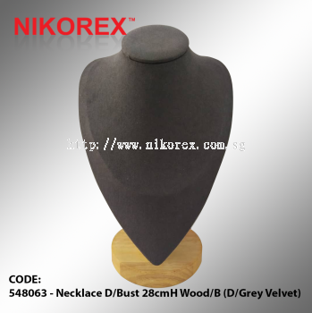 548063 - Necklace D/Bust 28cmH Wood/B (D:Grey Velvet)