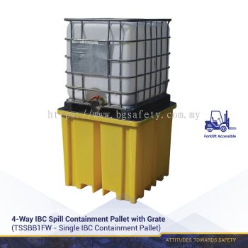 4-Way IBC Spill Containment Pallet with Grate