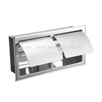 Commercial Double Semi-Recessed Toilet Roll Holder With Cover (Horizontal) (100128)