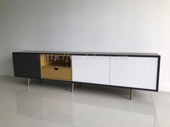 Customize TV cabinet TV Console in PJ Selangor Malaysia #plywood #melamine  #veneer #spray paint #laminate #customize #sliding door #anti jump #glass door #swing door #built in #nyatoh #oak #aluminium door #carcass #panel #fluted panel #drawer #tv hang on panel #partition #box up