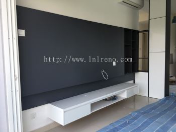 Customize TV cabinet TV Console in PJ Selangor Malaysia #plywood #melamine  #veneer #spray paint #laminate #customize #sliding door #anti jump #glass door #swing door #built in #nyatoh #oak #aluminium door #carcass #panel #fluted panel #drawer #tv hang on panel #partition #box up