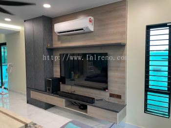 Customize TV cabinet TV Console in PJ Selangor Malaysia #plywood #melamine  #veneer #spray paint #laminate #customize #sliding door #anti jump #glass door #swing door #built in #nyatoh #oak #aluminium door #carcass #panel #fluted panel #drawer #tv hang on panel #partition #box up