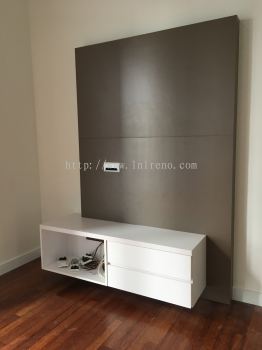 Customize TV cabinet TV Console in PJ Selangor Malaysia #plywood #melamine  #veneer #spray paint #laminate #customize #sliding door #anti jump #glass door #swing door #built in #nyatoh #oak #aluminium door #carcass #panel #fluted panel #drawer #tv hang on panel #partition #box up