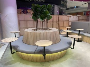 Custom made bench seating with cushion in PJ Selangor Malaysia #Bench Design #Carpentry works #cushion #Fabric #plywood #laminate #veneer #spray paint