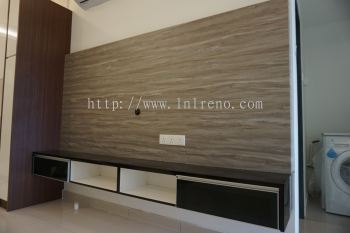 Customize TV cabinet TV Console in PJ Selangor Malaysia #plywood #melamine #veneer #spray paint #laminate #customize #sliding door #anti jump #glass door #swing door #built in #nyatoh #oak #aluminium door #carcass #panel #fluted panel #drawer #tv hang on panel #partition #box up