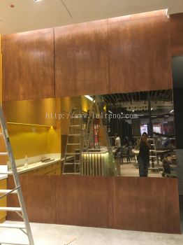 Restaurant renovation and carpentry work at Sunway Velocity KL #cabinet #boxup #spraypaint #plasterceiling #partition #tiling #painting #glass