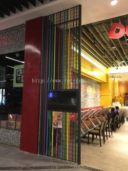 Restaurant renovation and carpentry work at Sunway Velocity KL #cabinet #boxup #spraypaint #plasterceiling #partition #tiling #painting #glass