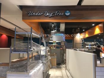 Food Kiosk renovation and carpentry work at Mytown KL #cabinet #boxup #spraypaint #plasterceiling #partition #tiling #painting #glass