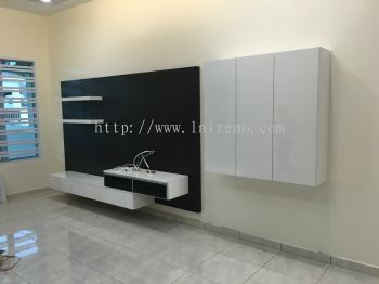 Customize TV cabinet TV Console in PJ Selangor Malaysia #plywood #melamine  #veneer #spray paint #laminate #customize #sliding door #anti jump #glass door #swing door #built in #nyatoh #oak #aluminium door #carcass #panel #fluted panel #drawer #tv hang on panel #partition #box up