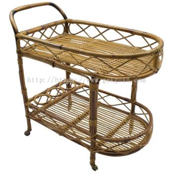 Rattan Bar Trolley - 002