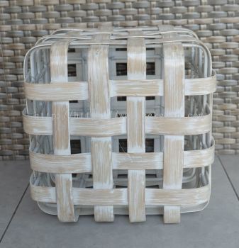 RBS 032 - STOOL BAMBOO SIZE 35 X 35 X 35 (WHITE WASH)