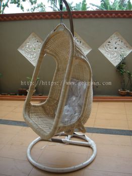 HC 008 - D TYPE RATTAN HANGING CHAIR ( WHITE )