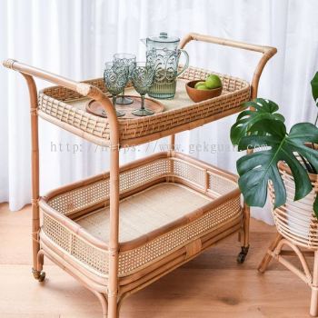 Rattan Bar Trolley - 008