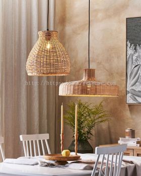 Pendant Lamp Rattan Natural Hand Woven Wicker Shade 