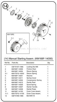 14. Manual Starting Assem. (KM168F-14000)