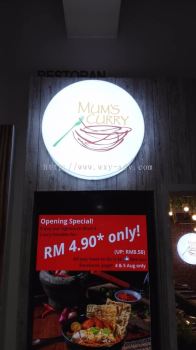 Mum's Curry Acrylic Box Up Signage With LED