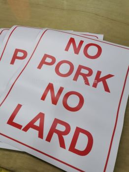 NO PORK NO LARD Inkjet Sticker