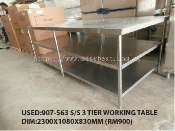 USED:907-563 S/S 3 TIER WORKING TABLE 