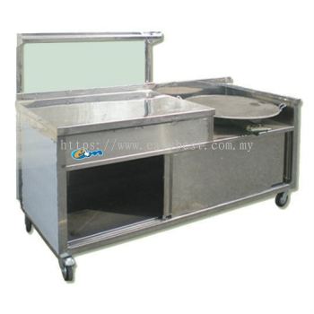 S/S DIPPED ROTI CANAI WITH GLASS SHELF + HOT PLATE + BURNER 