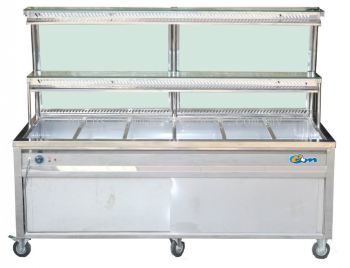 BAIN MARIE WITH GLASS OVERSHELF