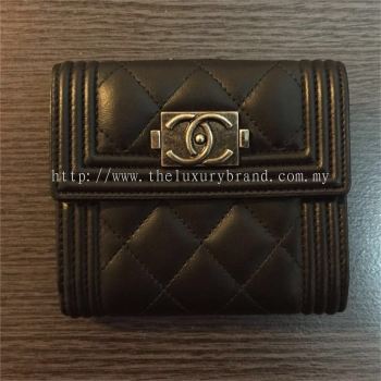 (SOLD) Brand New Chanel Boy Lambskin Wallet in Black