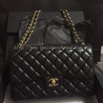 (SOLD) Brand New Chanel Double Flap Jumbo Lambskin in Black with GHW