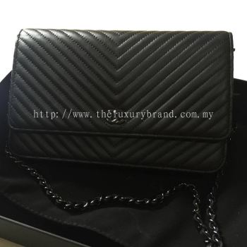 (SOLD) Chanel Chevron Wallet on Chain Black Series
