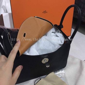 Hermes Lindy 30 Clemence Leather in Black PHW