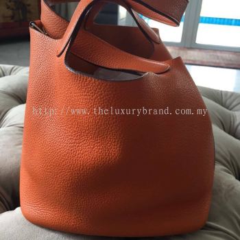 (SOLD) Hermes Picotin 22 Clemence Leather in Orange