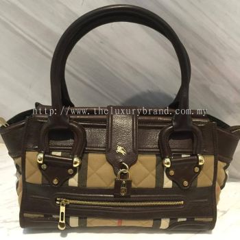 (SOLD) Burberry Shoulder Bag with Leather Trim