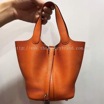 (SOLD) Hermes Picotin 18 Clemence Leather in Orange