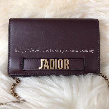 (SOLD) Brand New Jadior Wallet on Chain in Burgundy Calfskin with GHW (Chain Removable)