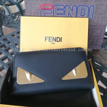 Brand New Fendi Continental Long Zippy Wallet Gold Eye Bug