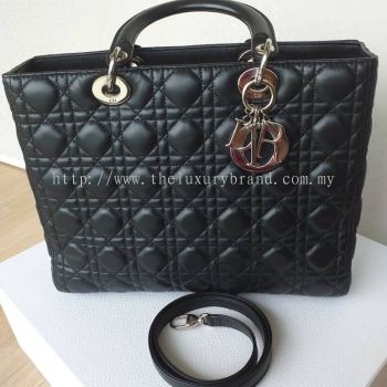 (SOLD) Lady Dior Large Lambskin in Black with SHW