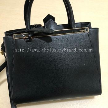 Fendi Petite 2Jours Vit in Black with Long Crossbody Strap