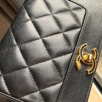Chanel Bi-Fold Wallet Black Lambskin GHW