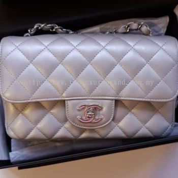 (SOLD) Chanel Mini Rectangular Silver Calfskin SHW