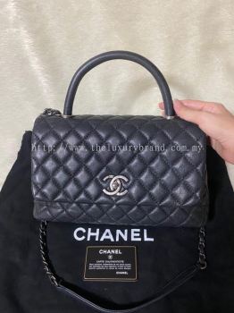 (SOLD) Chanel A92991 Coco Top Handle Black Caviar RHW