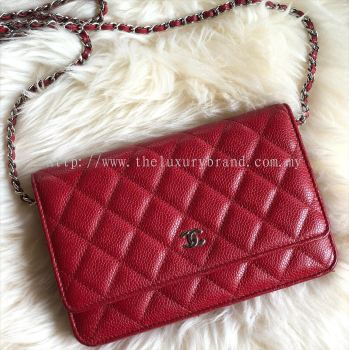 (SOLD) Chanel Classic Wallet on Chain Red Caviar SHW