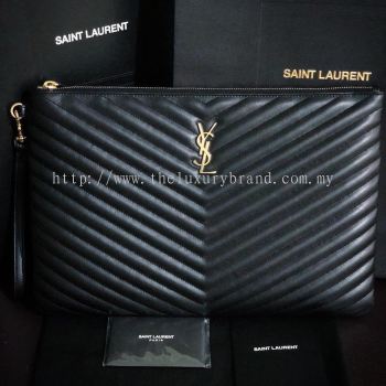 Brand New YSL Black Large Pouch GHW