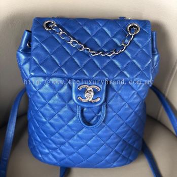 Chanel Small Leather Backpack Blue Lambskin SHW