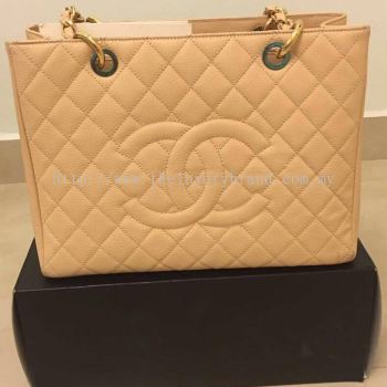 (SOLD) Chanel Caviar Grand Shopping Tote Beige with GHW