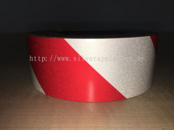 White/Red Hazard Stripe Reflective Tape