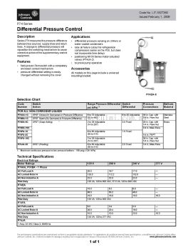 Johnson Controls P74 Series Differential Pressure Controls