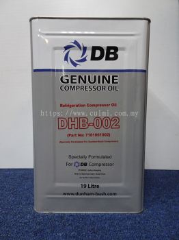 DUNHAM-BUSH DB GENIUNE COMPRESSOR OIL, DHB-002 (19LITER/PAIL) (P/N : 7101001002) 