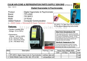 TPI-597C1 Digital Hygrometer / Psychrometer